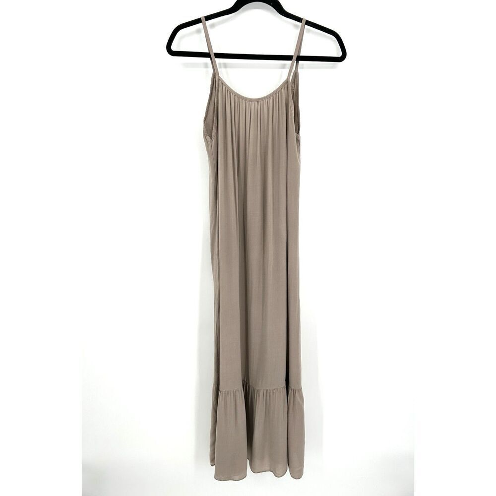 AQUAVITA Taupe Brown Lightweight Tiered Midi Shift Slip Dress Size Small